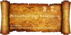 Mitterhöfer Klarissza névjegykártya